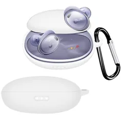 【人気商品】収納 軽量 防塵 耐衝撃 キズ防止 落下防止 全面保護 装着充電可能 シリコンケース 保護ケース カラビナ付き(ホワイト) Pro用保護カバー 3 3 Liberty Liberty Soundcore Soundcore Anker Anker