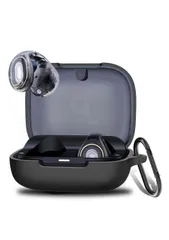 【在庫処分】Soundcore C30i C30i 用 保護カバー イヤホン 用 シリコンケース 装着充電可能 Soundcore 全面保護 落下防止 ケース キズ防止 耐衝撃 防塵 Anker 軽量 収納 Vikisda カラビナ付き (ブラック)