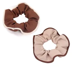 【在庫処分】大きめ ヘアアクセサリー おしゃれ 髪留め サテン レディース ボリューム エレガント 髪ゴム 髪飾り ヘアゴム 静電気防止 髪に優しい シュシュ ギフトきれいな髪飾り 大人 2本セット LYXOTO (コーヒー色/茶色)