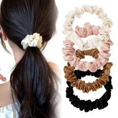 【数量限定】(カラー) ヘアアクセサリー 女性用 シュシュ おしゃれ シンプル ヘアバンド プレミアム 髪留め 4本セット ヘアゴム シルクヘアゴム UrbanPulse