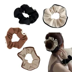 【在庫処分】大人 可愛い シルクヘアゴム 秋冬 モランディ 大きめ 髪飾り 髪留め 優しい 癒し系 シュシュ ヘアアクセサリー 無地 上品 花柄 女性 レディース 4点セット