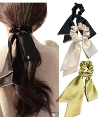 【在庫処分】ヘアアクセ 3枚セット リボンシュシュ 大人 結婚式 キッズ おしゃれ 髪飾り ボン かわいい ポニーテール ヘアクリップ 結ぶ ゴム 髪留め 髪を結ぶ 小顔 リボン 可愛い 入学式 卒業式 三色展開 ブラック ブラウン ベージュ ヘアゴム 可愛い