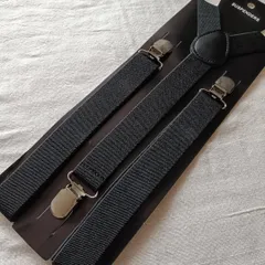 サスペンダー 男女兼用 ブラック 無地 Y型 ゴム ベルト 調節可能 結婚式 新郎 ビジネス メンズ　レディース