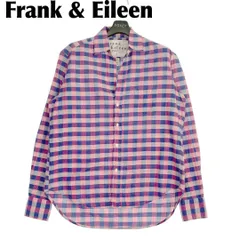 美品】 Frank＆Eileen 長袖スキッパーシャツ XXS 青ピンクチェック