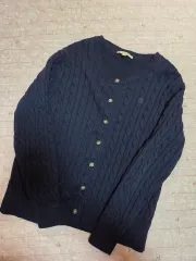 新品 ダン ケーブル編み バギー ニット カーディガン ネイビー