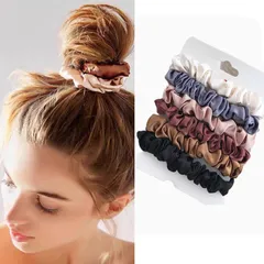 【在庫処分】特大 無地 大きめ エレガント 髪飾り 大人 サテン 大人 ヘアゴム シンプル ヘアロープ ヘアアクセサリー おしゃれ シュシュ ヘアアクセサリー シュシュ シフォン (ファッション6点セット) HAPVITAL
