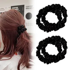 【数量限定】ヘアゴム シルクヘアゴム 4本セット 髪留め プレミアム ヘアバンド シンプル UrbanPulse おしゃれ シュシュ 女性用 ヘアアクセサリー （黒）