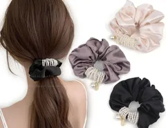 【数量限定】レディース 可愛い ヘアアクセサリー 2個セット 大人 ヘアポニー 大人っぽい 上品 シフォン おしゃれ リボン ヘアゴム 髪飾り シュシュ BIANHUAN