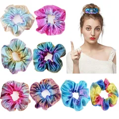 【数量限定】ヘアロープ ポニーテールホルダー 髪飾り 髪束ね 髪ゴム ヘアバンド ために レディース 輝く ヘアタイ、ホログラフィック 大人 多彩 グラデーション ヘアゴム、両面 10代 光沢のある 8本セット Getrays