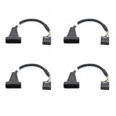 PVCジャケット 二重シールド USB3.0 プラグアンドプレイ から 【4個入り】 USB2.0 変換 高速データ伝送 データケーブル usb2.0 DIYインストールホスト usb3.0 サーバー 黒20ピンオス-9ピンメス ワークステーション