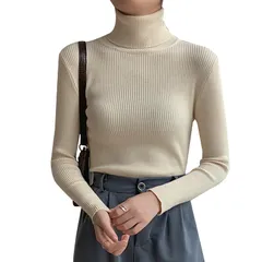 ストレッチ 長袖 長袖 シンプル ニット ファッション プルオーバー 無地 重ね着 保温 トップス カットソー 暖かい 着痩せ 着回し力 高伸縮性 ネック タートル カジュアル 縦リブ リブニット ハイネック セーター 秋冬 レディース XTRA] [MEME