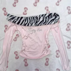 ギャル レオパード ヒョウ柄 ファー ライトピンク オフショルダー