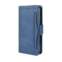 【在庫処分】カード収納 頑丈レザーケース/カバー PUレザー 楽天ビッグ 上質 おしゃれ シンプル レザー アンドロイド 手帳型 PU ケース スマホケース(ブルー) BIG用 Rakuten