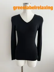greenlabelrelaxing　グリーンレーベルリラクシング リブVネックニット　F（フリー）　ブラック　ウール100%　長袖　大人　綺麗め　可愛い　送料込み　6462512