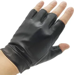 COZENTA 手袋 コスプレ 黒 指なし PU革 PUレザー グローブ (ブラック)