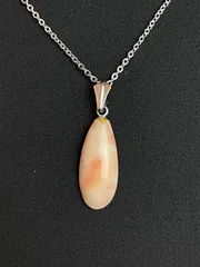 【希少】深海 珊瑚 ピンク  無染色 ドロップ型 ペンダントトップ  ネックレス