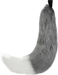 COZENTA 尻尾 コスプレ 特大 狐 しっぽ 仮装 ケモナー (グレー/ホワイト)