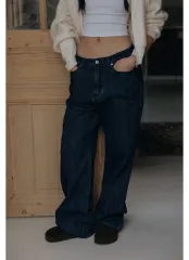 パルベン ピン ストライプ デニム パンツ DARK BLUE M