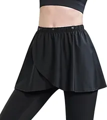 COZENTA ヒップスカーフ ヒップカバー スカート ヨガ スポーツ エクササイズ 2枚セット (黒)