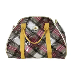 ヴィヴィアンウエストウッド Vivienne Westwood タータンチェック ラメ ミニポーチ付 エナメル PVC ボストンバッグ レディース 表記無 