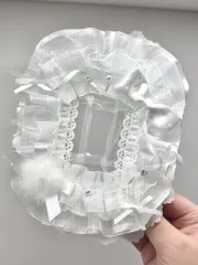 白 レース硬質ケースデコ デコケース 硬貨ケース、トレカスリーブ トレカホルダー ハンドメイド