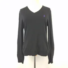 RALPH LAUREN SPORT/ラルフローレン★ウールセーター【レディースL/黒/長袖Vネック】Tops/knit◆BJ156-h