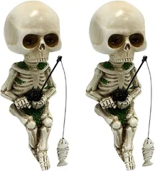 COZENTA 骸骨 置物 スカル フィギュア ミニ ハロウィン 飾り 2個セット (ホワイト,  5x12cm)のサムネイル
