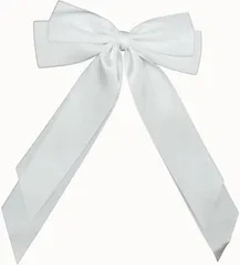 COZENTA リボン ヘアゴム ヘアアクセ 大きめ サテン 結婚式 卒業式 (ホワイト)