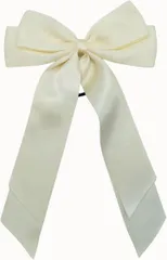 COZENTA リボン ヘアゴム ヘアアクセ 大きめ サテン 結婚式 卒業式 (オフホワイト)