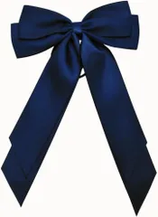 COZENTA リボン ヘアゴム ヘアアクセ 大きめ サテン 結婚式 卒業式 (ネイビー)