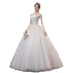 [株式会社豊作] ウエディングドレス ベアトップ ロング Aライン フラワービスチェ 編み上げ 花嫁衣装 ブライダル イミテーションパール ハートカット (S) 0