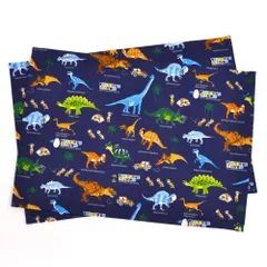 【在庫処分】CANDY STYLE ランチョンマット 男の子 子供 布製 COLORFUL おしゃれ 給食 綿 発見! 探検! 恐竜大陸(ネイビー) N3656200