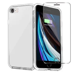 【人気商品】7 用の ケース / + ガラスフィルム 柔軟 / TPU カバー / 全透明 散熱加工 黄変しにくい 8 日本旭硝子製 フィルム 第2世代 強化ガラス 硬度9H 高透過率 SE2 飛散防 [ 第3世代 全面保護カバー 耐衝撃 落下防止 SE3 す