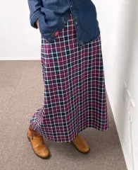 niko and ニコアンド : チェック ロング スカート (ポケットあり)