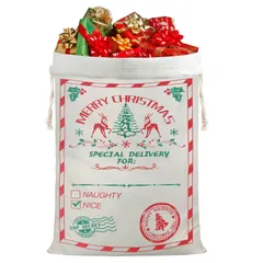 バッグ ギフト 巾着 プレゼント 特大・48×66CM サンタクロース 袋 収納 ラッピング 北欧風 クリスマス おしゃれ FINGOOO (A)