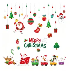 サンタ/クリスマスツリーデザイン 繰り返し使用可能 糊跡残らず 静電気で貼れる剥がせるシール 窓/壁/ガラス対応 12月飾り付け [pronala]クリスマス窓飾り ギフト包装アクセント 室内インテリア(35*50cm)