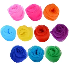 【人気商品】スカーフ（60*60cm） 四角 正方形 シフォン シフォン カラー お遊戯 ダンス 幼稚園のパフォーマンス 10枚 10色 シルクスカーフ ジャグリング [サムコス]