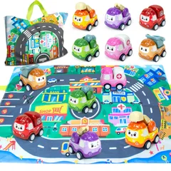 【人気商品】はたらくくるま 働く車 おもちゃ 工事現場 作業車両 子供のおもちゃ 車 モデルカー 室内 付2 セット in 1地図収納袋 男の子 ミニカー 女の子 誕生日 クリスマス はたらく車 プレゼント (建設車両)