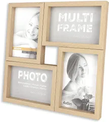 【数量限定】ポストカード 手描き ディスプレイフレーム インテリア装飾 額縁 フォトホルダー 木目調 記念日 はがき判 フォトスタンド 卓上 誕生日 おしゃれ 写真立て 4面 KG判 プレゼント フォトフレーム 木製 siawadeky