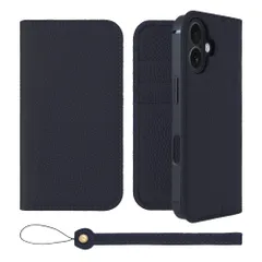 新品 HANATORA iPhone用 17 ケース 手帳型 本革 スマホケース スマホ スタンド ストラップ 付き シュリンクカーフレザー ギフト ベルトなし マグネットなし ネイビー H0XA-17-Navy ギフト 誕生日ギフト 女性 彼女 お母さん お