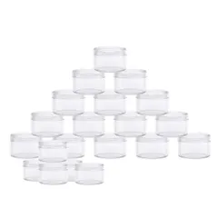 【人気商品】20個セット クリア 収納ケース アクセサリーケース 15g クリームケース プラスチックビーズ収納ケース 化粧品用小分け容器 ネイルパーツ収納ボックス 詰め替え容器 小分け丸ケース 化粧品・小物用収納ボックス 出張 旅行用品 家庭用