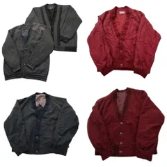 古着卸 まとめ売り カーディガン ジャケット 5枚セット (メンズ L /52 /50 ) グレー 赤 ブラック Ｖネック 中古 古着 ND4733