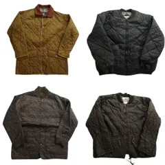 古着卸 まとめ売り キルティング ジャケット 4枚セット (メンズ 2XL /4XL /50 ) 襟コーデュロイ ブルゾン ブラック 中古 古着 ND4827