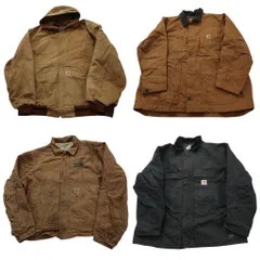 古着卸 まとめ売り カーハート CARHARTT ダック地 ジャケット 4枚セット (メンズ 2XL /4XL ) ブルゾン  スイングトップ型 中古 古着 ND4727