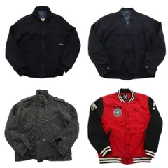 古着卸 まとめ売り ウール ブルゾン ジャケット 4枚セット (メンズ M /40 ) エポレット フルジップ ワンポイント 中古 古着 ND4813