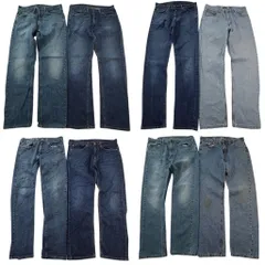 古着卸 まとめ売り リーバイス 505 デニム パンツ 8枚セット (メンズ 33 /34 ) フェード ヒゲ インディゴブルー 中古 古着 ND4898
