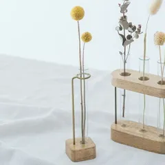 フラワーベース シングルチューブ ウッド 木製 ガラスベース 41352 一輪挿し フラワーベース/木/花/フラワー/フラワーグラス/花瓶 ガラス/ガラスベース/シンプル/おしゃれ 置物/北欧/花器/インテリア雑貨/インテリア