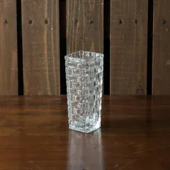 フラワーベース 平編みクリア 22368 ガラス瓶 ガラスポット 花瓶 置物 飾り アメリカン レトロ グラス 一輪挿し 植木鉢 鉢 ナチュラル