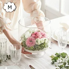 ガラスベース M ガラス ワイングラス型 クリア ガラス アンティーク風 ボトルベース フラワーベース/木/花/フラワー/フラワーグラス/ベース/シンプル/おしゃれ 置物/北欧/花器/インテリア雑貨/インテリア