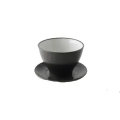 スタジオエム スタジオM ミュール煎茶 湯呑み 受皿付 ブラック 黒 日本製 陶器 コップ お茶 煎茶 カップ キッチン 雑貨 ナチュラル かわいい 人気商品 人気洋食器 和食器/カフェ食器のサムネイル